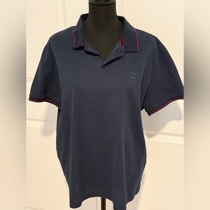 Elegant Navy Polo Shirt with Red Trim